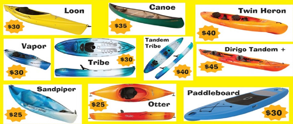 canoe kayaking pricing